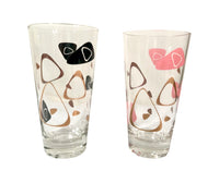 Load image into Gallery viewer, Federal Glass Mid-Century Black and Pink 22-Karat Gold Amoeba Boomerang Atomic Highball Glasses (Set of 2)
