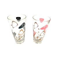 Load image into Gallery viewer, Federal Glass Mid-Century Black and Pink 22-Karat Gold Amoeba Boomerang Atomic Highball Glasses (Set of 2)
