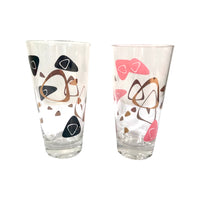 Load image into Gallery viewer, Federal Glass Mid-Century Black and Pink 22-Karat Gold Amoeba Boomerang Atomic Highball Glasses (Set of 2)
