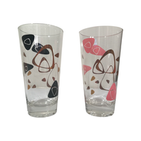 Load image into Gallery viewer, Federal Glass Mid-Century Black and Pink 22-Karat Gold Amoeba Boomerang Atomic Highball Glasses (Set of 2)
