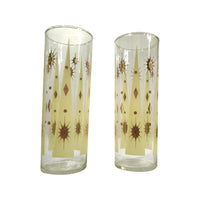 Load image into Gallery viewer, Fred Press Signed Mid-Century Yellow Atomic Burst Tall Collins Glasses (Set of 2)
