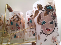 Load image into Gallery viewer, Mid-Century Mother Nature Glasses and Carrier (Set of 8 Glasses &amp; Carrier)
