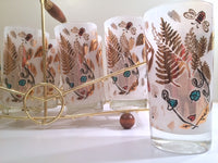 Load image into Gallery viewer, Mid-Century Mother Nature Glasses and Carrier (Set of 8 Glasses &amp; Carrier)
