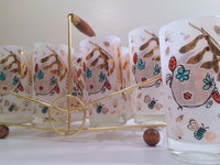 Load image into Gallery viewer, Mid-Century Mother Nature Glasses and Carrier (Set of 8 Glasses &amp; Carrier)
