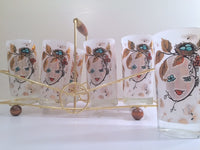 Load image into Gallery viewer, Mid-Century Mother Nature Glasses and Carrier (Set of 8 Glasses &amp; Carrier)
